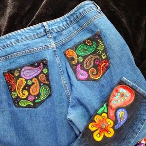 Custom painted Forever 21 Women's/Juniors Denim Jeans sz 31.